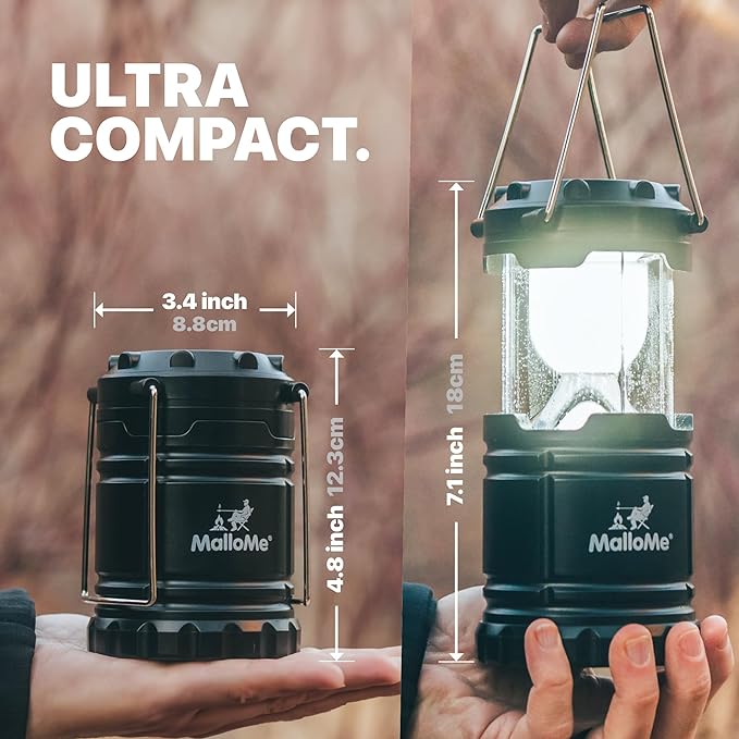 MalloMe Camping Lantern Multicolor 8 Pack Lanterns for Power Outages, Camping Lights for Tent Hanging, Camp Light Tent Lamp Emergency Battery Powered LED Lantern (Rechargeable Batteries Not Included)