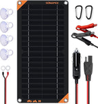 SUNAPEX 12V Solar Battery Charger: 10W Portable Waterproof Solar Panels Trickle Charger Battery Tender with Built-in Charge Controller for Car Boat, RV Essentials, Birthday Gifts for Men Dad Husband