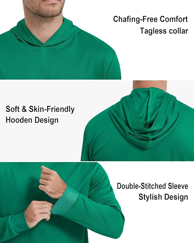 ProtectX High Visibility Sun Protection Lightweight Long Sleeve Hoodie, UPF 50+ Quick-Dry, SPF UV Shirt, Active Wear