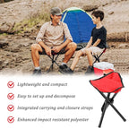 Travel Folding Camping Stool, 17.7 Inch Outdoor Tripod Seat Portable Fishing Chair Sturdy Three Legged Stool with Carry Strap for Camping Party Hiking Golf Mountaineering Picnic Beach, Red