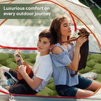 Camping Sleeping Pad with Pillow, Built-in Foot Pump Inflatable Sleeping Pad, Ultralight Air Mattress, Durable Waterproof Camping Pad for for Tent, Backpacking, Hiking