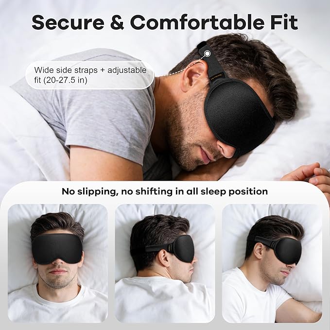 Weighted Eye Mask for Sleeping 2 Pack: Gentle Pressure Blackout Sleep Mask with 3D Contoured Cups, Zero Eye Pressure Sleep Mask for Lash Extensions, Memory Foam Travel Mask, Black Pink