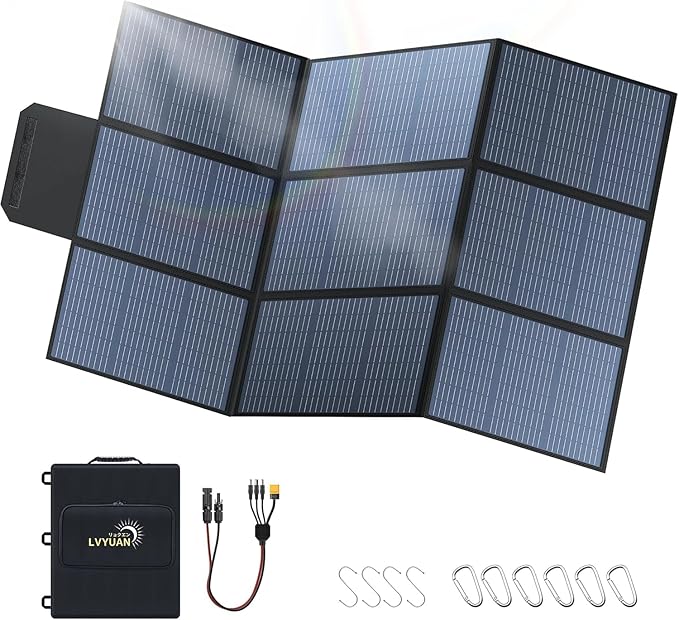 LVYUAN 400W Portable Solar Panel, 20V Foldable Pillow-Sized Solar Panel IP65 Waterproof, Upgraded 23% Efficiency for Solar Power Station Generator for Outdoor Camping Backpacking Hiking