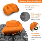 Inflatable Camping Pillow, Travel Blow Up Air Pillow, Neck Lumbar Support Ultralight Compact Pillow for Outdoor Hiking Backpacking Car Beach Airplane Sleeping Essentials, Orange