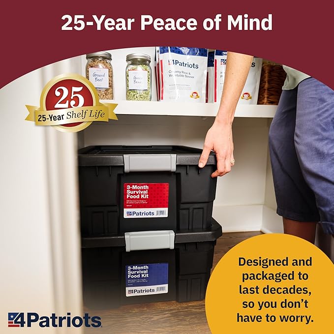 4Patriots 1-Year Survival Food Kit: Emergency Food Supply Designed to Last 25 Years, 2,752 Servings