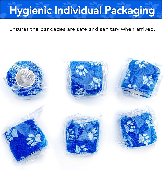 RISEN Cohesive Bandage 2” x 5 Yards, 6 Rolls, Self Adherent Wrap Medical Tape, Adhesive Flexible Breathable First Aid Gauze Ideal for Stretch Athletic