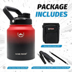 NATURE PIONEOR Insulated Water Bottles with Strap Pouch - 84 oz Stainless Steel Vacuum Bottle with Holder/Carrier/Sleeve - 18/8 Food Grade 84oz Water Jug