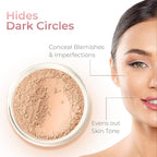 4pc (WARM Neutral Shade-Most Popular) KIT w/KABUKI BRUSH Mineral Makeup Matte Loose Powder Foundation Concealer Blush Long Lasting Bare Face Cosmetics