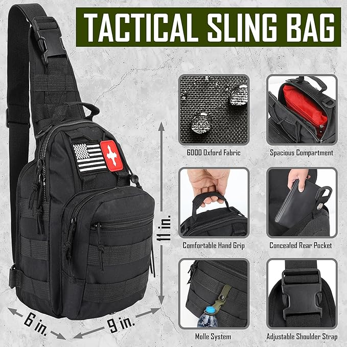 Survival Kit, 268 Pcs Emergency Survival Gear and Equipment Supplies with First Aid Kit, Camping Axe, Headlamp, Tent, Crossbody Bag for Camping Hiking, Hunting, Car, Gift for Christmas Men, Dads, Him