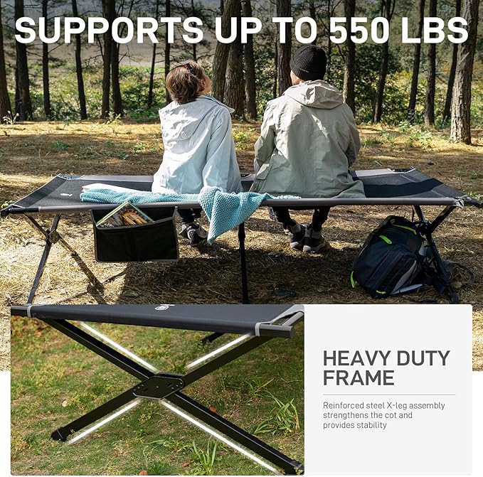 EVER ADVANCED 2 Pack Extra Wide Camping Cot for Adults Oversized XXL Sleeping Cots Folding Cot Bed with Carry Bag, 84.3" L x 41.9" W, Support to 550 lbs