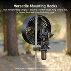 NESTOUT Outdoor Camping Fan with Tripod, 4 Speed Settings & Breeze Mode, 3 Angle Oscillation, 90° Adjustable Tilt, Timer (30/60/90 mins), USB C Compatible, Portable Tent Fan (Black Full Kit)