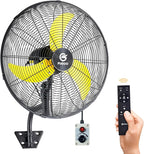 FUGOO 24" Quiet Outdoor Oscillating Wall Mount Fan With Remote Control,All Sealed BLDC Motor,4-Speed Waterproof Outdoor Fan, Heavy Duty Industrial Wall Fans for House,Patios,Garage,Warehouse 5000CFM