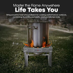 GasOne Stainless Steel Outdoor Propane Burner – High Pressure Camp Stove with Adjustable Regulator & Steel-Braided Hose