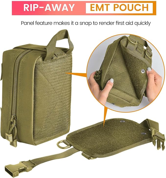 Medical Molle Pouch Tactical - 1000D Nylon First Aid Pouch, Big Capacity EMT Pouch Utility, Heavy Duty Military Grade Rip-Away Ifak Pouch for Home and Outdoor Activities（Bag Only