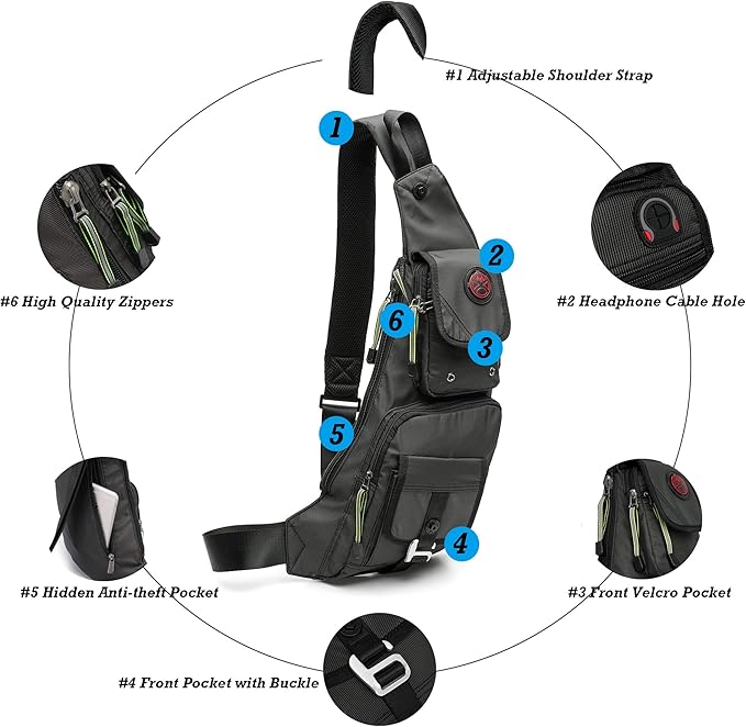 NICGID Sling Bag Chest Shoulder Backpack Crossbody Bags Casual Daypack for Men Women