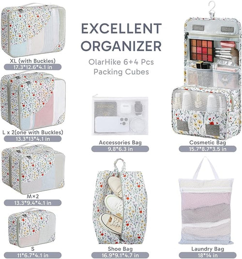 10 Set Packing Cubes for Travel, Gifts for Women Mom,Anti-Tearing Suitcase Organizer,OlarHike Vacation Essentials & Accessories for Cruise Ship