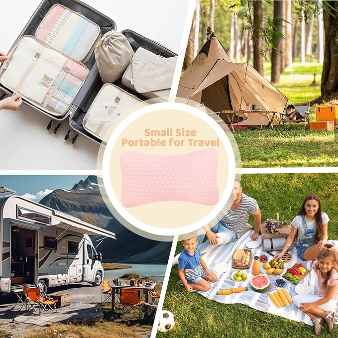 vocheer Small Pillows for Sleeping, 11"x 7" Mini Travel Pillow, Tiny Pillows for Neck, Wrist, Lumbar and Knee, Pets Pillow, Cotton, Machine Washable,Pink-1PC