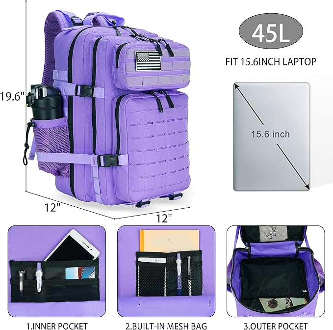 Military Tactical Backpack 45L/25L 3 Day Assault Pack Molle Daypack Hiking Backpack for Men and Women