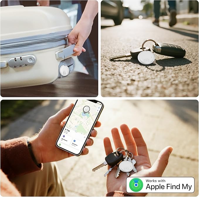 Air Tracker Tag, Smart Bluetooth5.3 Tracker, Item Finder Work with Apple Find My, Trakcer Tag Locator for Keys, Luggage, Backpack, Suitcase, 120dB Sound(White)