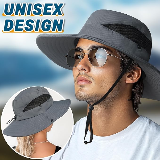 NPQQUAN Sun Hats for Men Women with Neck Flap UPF 50+ UV Protection Wide Brim Bucket Hat Safari Hiking Fishing Hats