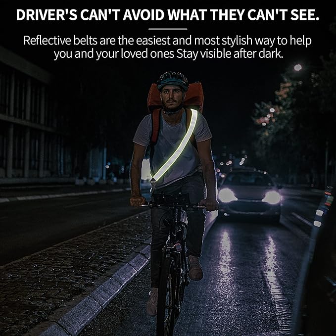 Reflective Running Gear | Reflective Sash for Walking at Night | High Visibility Reflective Sash | Reflective Belt for Walking in The Dark | A