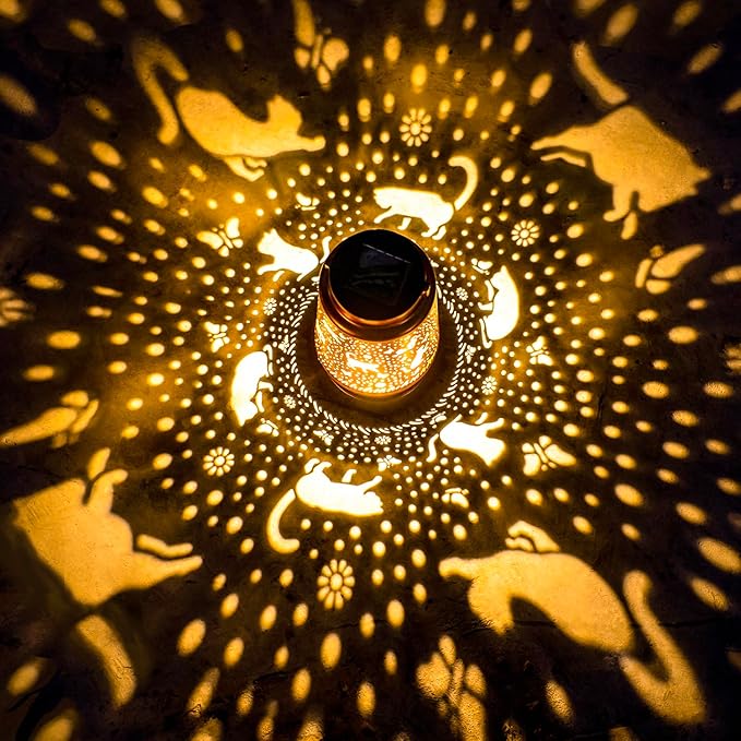 Cat Solar Lanterns Outdoor Waterproof Hanging Solar Lights Cat Gifts for Women Men Metal Decorative LED Cat Lanterns for Garden Decor,Yard,Patio,Lawn,Tabletop,Pathway,Landscape