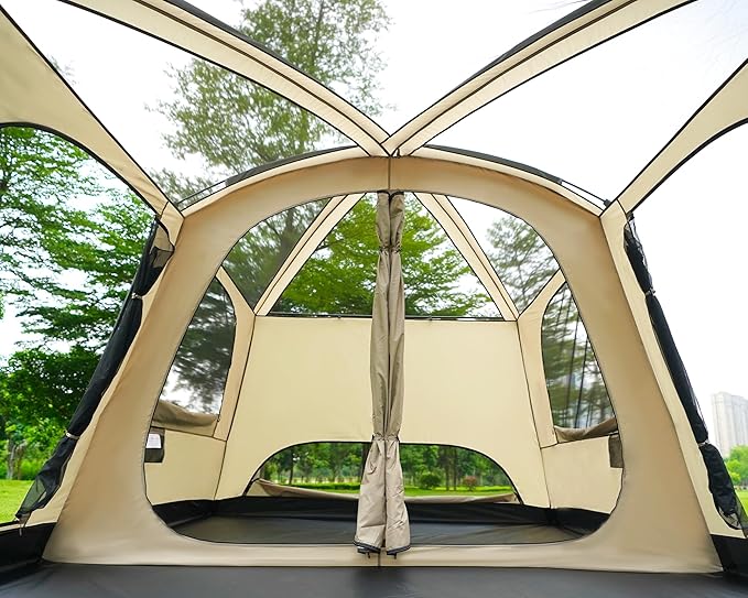 Vidalido 8-10 Person Camping Tent with 3 Door 2 Room Large Family Cabin Tents, Double Layer Waterproof Portable Glamping Tent, Big Tents for Outdoor Picnic Camping Hiking and Family Gathering