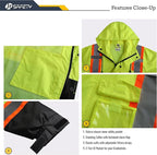 JKSafety Hi-Vis Reflective Safety Rain Jacket and Pants for Men Women Waterproof Rain Gears for Farming Fishing Work HV Rain Suit with Inner Mesh Lining and Pockets (117-Yellow M)