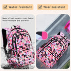 Bansusu Geometric Print Backpacks for Girls Boys School, Capacity School Girls Backpacks for Kids Water-resistant Bookbags, Black-S