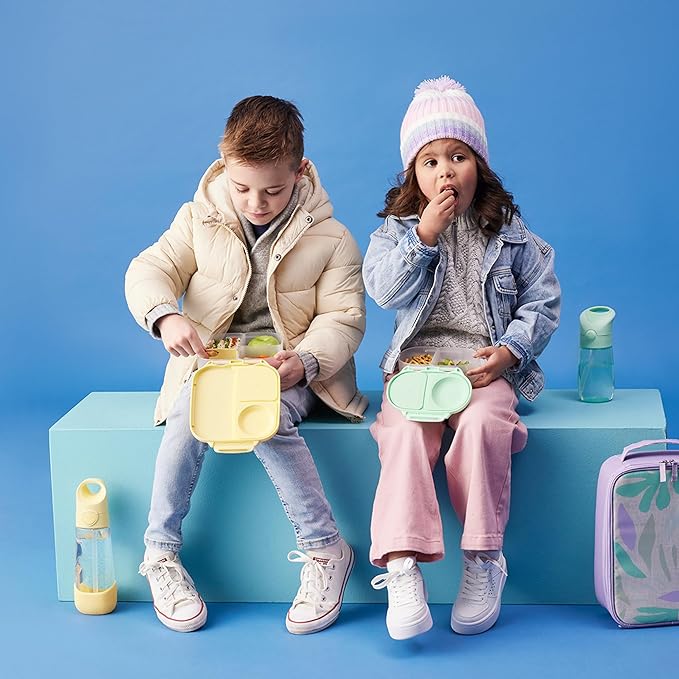 b.box Kids Water Bottle – 20oz Tritan Toddler Drink Bottle with Straw for School, Daycare, Travel w/Easy-Grip Triangular Design, Leak Proof Lid & Handle, BPA Free, Dishwasher Safe (Lemon Twist)