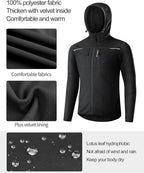 INBIKE Hooded Cycling Bike Jacket Men Running Biking Windbreaker Reflective Windproof Thermal Fleece Lined Bicycle Coat