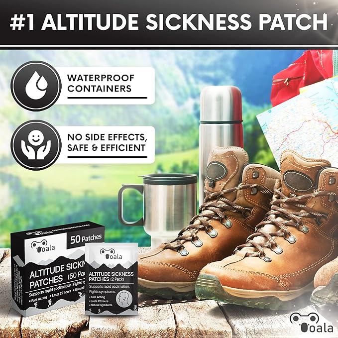 Altitude Sickness Prevention Patches | Supports Rapid Acclimation, Boosts Oxygen Intake, Fights Symptoms | Pack of 50