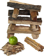 18 LB. Applewood Cooking Firewood Log & 1 LB. 100% Natural Apple Wood Chips Flavor by Billy Bucksin Co., Fatwood Fire Starter Stick Included for Outdoor Cooking, Smoking, Grilling, Camping & Fire Pit