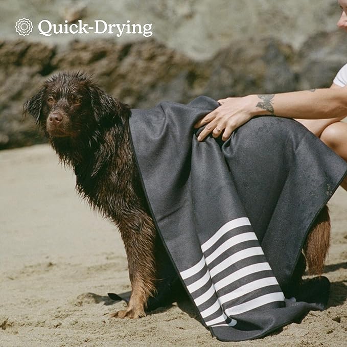 Nomadix Original Towel - Perfect for Beach, Pool, Travel, Camping, Yoga - Made with Recycled Materials - Super Absorbent - Sand Resistant - Poolside Black - 72.5x30