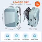 PIJUSHI Travel Backpack for Women Carry on Suitcase Backpack Flight Approved Personal Item Bag Fits 16 Inch Laptop(PE035 Blue)