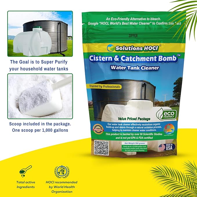 Cistern & Catchment Tank Cleaner - Super Cleans your Tank - Ensures Clean Water Storage (500 Gram - Treats 25,000 Gallons)