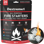 Dextreme Quick Instant Fire Starter - Waterproof All-Purpose Indoor & Outdoor Firestarter, for Charcoal Starter, Campfire, Fireplace, BBQ, Survival and Wood Stove (20 Pcs Bag)