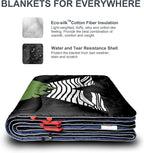 ECOSILK Puffy Blanket for Camping, Traveling, Picnics | Wearable, Waterproof, Lightweight, Packable Outdoor Travel Blanket Airplane w. Stuff Sack for Stadium, Car, Festival | 55 X 79 in