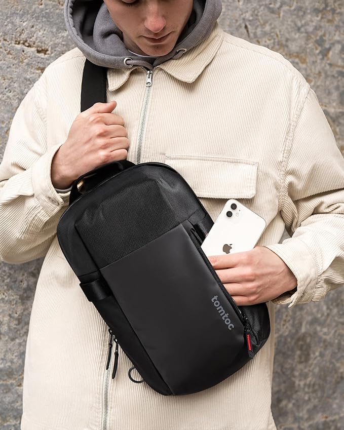 tomtoc 7L Sling Backpack Crossbody Bag for Men Women, EDC Daypack Chest Shoulder bag for 14-inch MacBook Pro M5, 13" MacBook Air/Pro, 13'' iPad Pro M5/iPad Air M3, Organized, Daily Use, Work, Travel-S