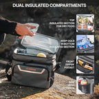 EVERFUN Small Cooler Lunch Box Mini Leak-Proof Soft Double Deck 24 Can Personal Insulated Collapsible Portable Waterproof Lunch Bag Ice Chest for Men Women Work Travel Car Picnic Beach