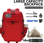 Sparklekle Military Tactical Backpack 45L 3 Day Assault Pack Waterproof Molle Hiking Rucksack for Men&Women (Red)