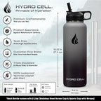HYDRO CELL Stainless Steel Insulated Water Bottle with Straw - For Cold & Hot Drinks - Metal Vacuum Flask with Screw Cap and Modern Leakproof Sport Thermos for Adults (Graphite/Black 40oz)