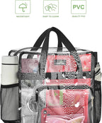 MAY TREE Clear Bag for Stadium Events, 12x6x16 Clear Tote Bag with Removable Strap, Transparent Bag for Concert Sports Gym, White Guita-Strap