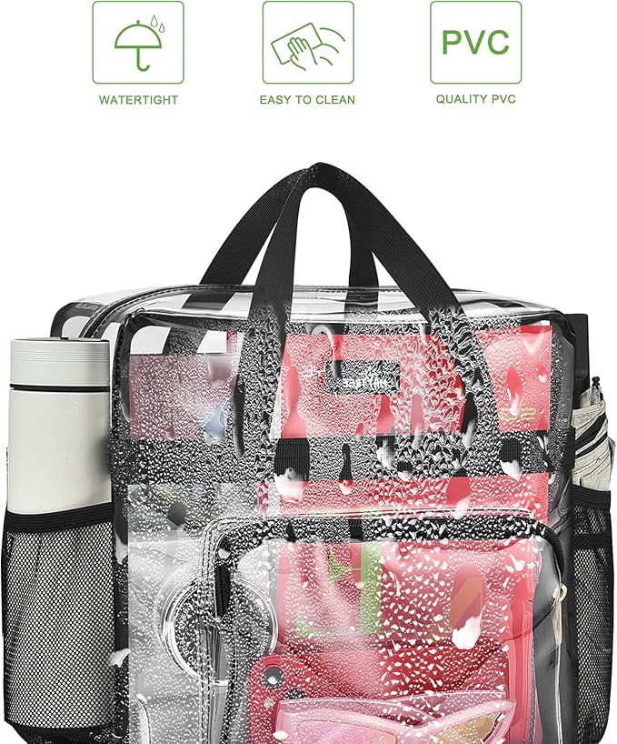 MAY TREE Clear Bag for Stadium Events, 12x6x15 Clear Tote Bag with Removable Strap, Transparent Bag for Concert Sports Gym, Cow-Strap