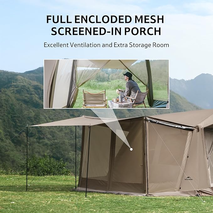 Naturehike Village Instant Tent, 4 Person 8 Person Camping Tent with Full Rainfly, Waterproof Large Cabin Tents for Car Camping