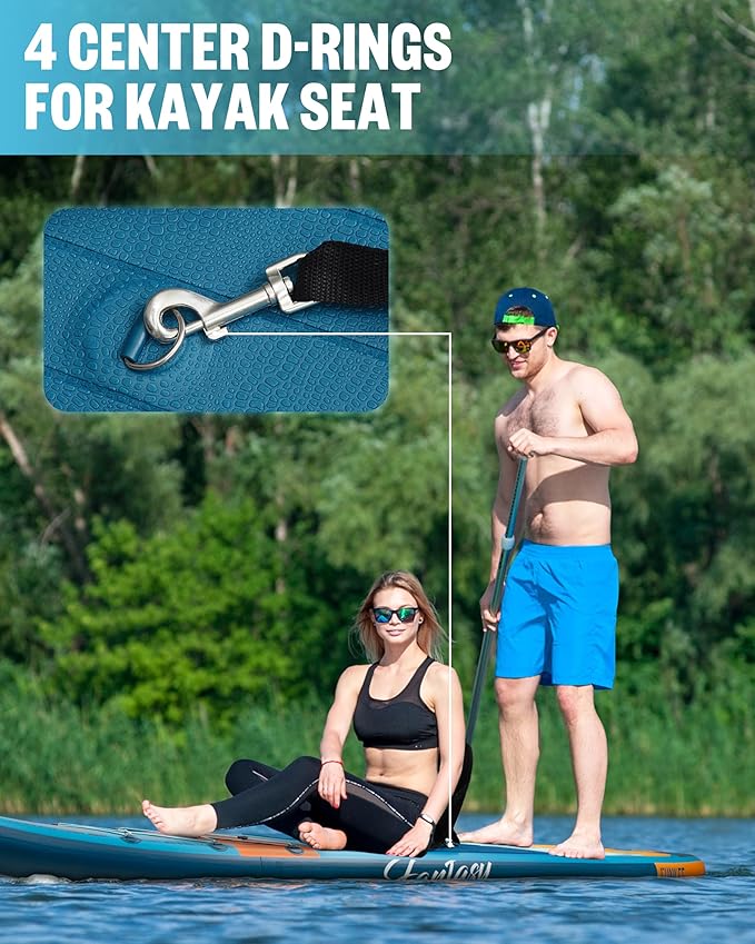 11’×34"×6" Extra Wide Inflatable Stand Up Paddle Board, Sup Board with Removable Fins, Backpack, Floating Paddle, Safety Leash, Floating Phone Case for Adults & Youth of All Skill Levels