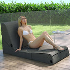 jela Outdoor Chaise Lounge, Waterproof Folding Sofa Bed Lounge Chair, UV Resistant Folding Lounge Chair with Machine Washable Cover, Soft Foam Patio Sofa Chairs Pool Lounge Chaise Chairs (Darkgrey)