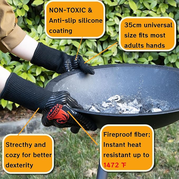 5-in-1 Dutch Oven Camping Accessories Kit - Campfire Cooking Equipment with Heat-Resistant Gloves, 16" Scissors Tongs, Lid Lifter, Lid Stand & Trivet | BBQ Tools, Outdoor Camping Cookware