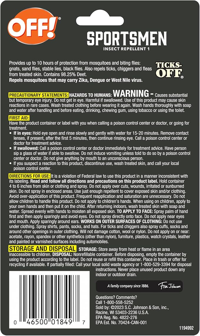 OFF! Deep Woods Sportsmen Insect Repellent Spritz, Maximum Strength, Bug Spray with up to 10 Hours of Protection, 1 oz (Pack of 12)
