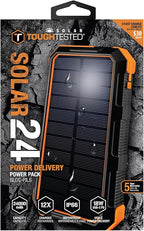 ToughTested 24,000 mAh Fast Charging Solar Power Bank, Portable Solar Charger External Battery Bank | LED Flashlight, IP67 Waterproof, Dustproof, Shockproof for Camping, Travel & Emergency Use